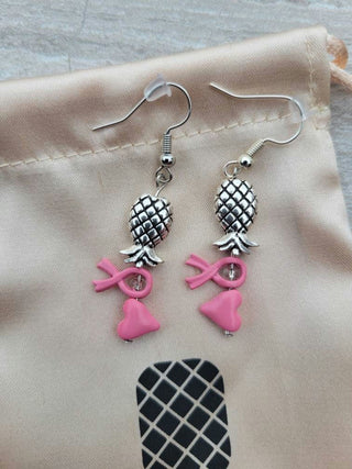 Breast Cancer Awareness Pineapple Earrings
