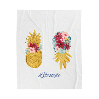 Lifestyle Upside-Down Pineapple Velveteen Plush Blanket for the Swinger Lifestyle, Gift for Her, Airplane Blanket
