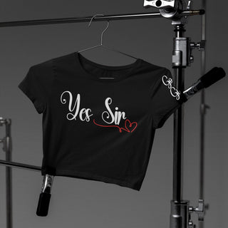 Yes Sir Good Girl Crop Top Tee, Black or White T Shirt, Submissive Shirt, BDSM Clothing, Gift for her, Gift for wife