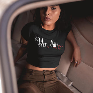 Yes Sir Good Girl Crop Top Tee, Black or White T Shirt, Submissive Shirt, BDSM Clothing, Gift for her, Gift for wife