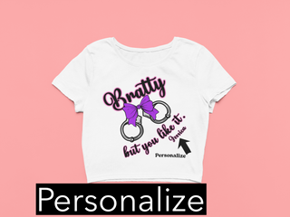 Bratty But You Like It Shirt – Playful Brat Graphic Tee with Handcuffs & Bow / BDSM Submissive Clothing